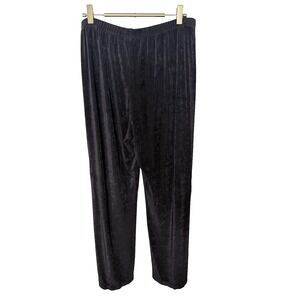 Chicos Travelers Pants Women Sz 2P US 12/14P Brown‎ Slinky Knit Stretch Pull On